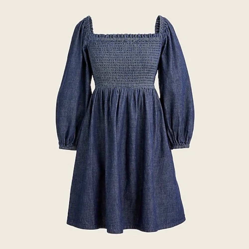 J Crew smocked Chambray dress NWT